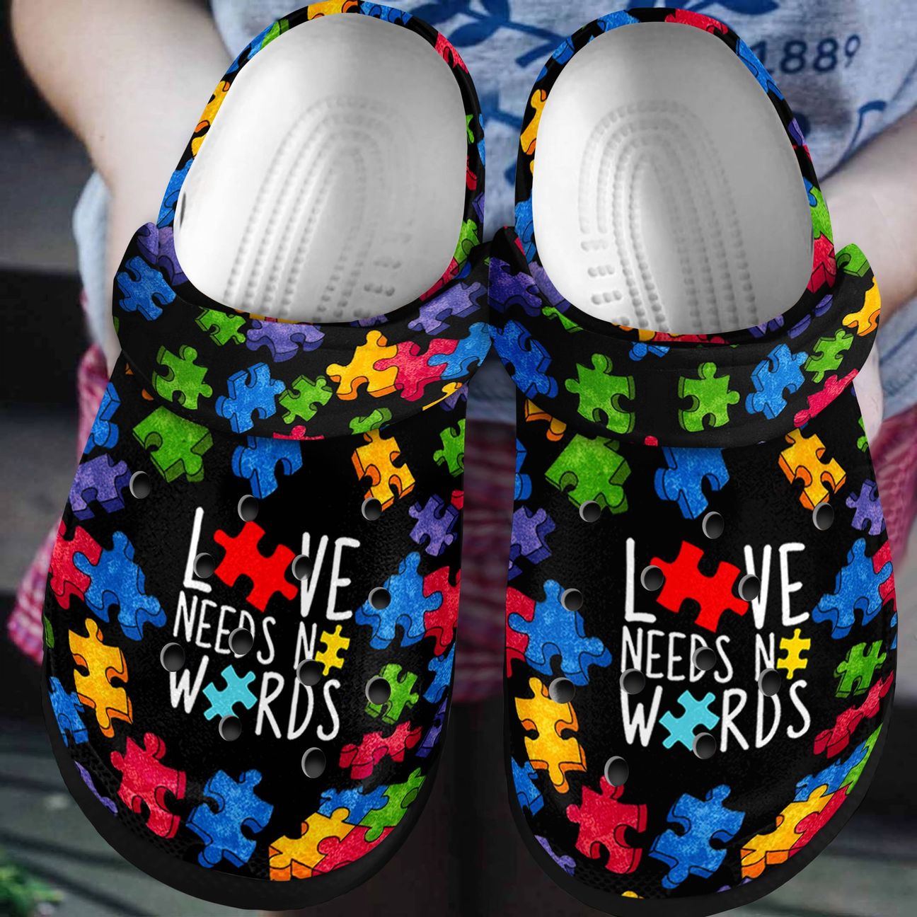 Autism Personalized Clog, Custom Name, Text, Color, Number Fashion Style For Women, Men, Kid, Print 3D Love Needs No Word