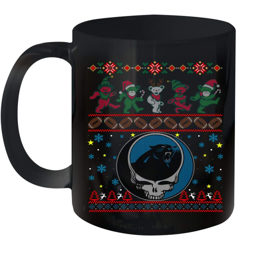 Carolina Panthers Christmas Grateful Dead Jingle Bears Football Ugly Sweatshirt Mug 11oz