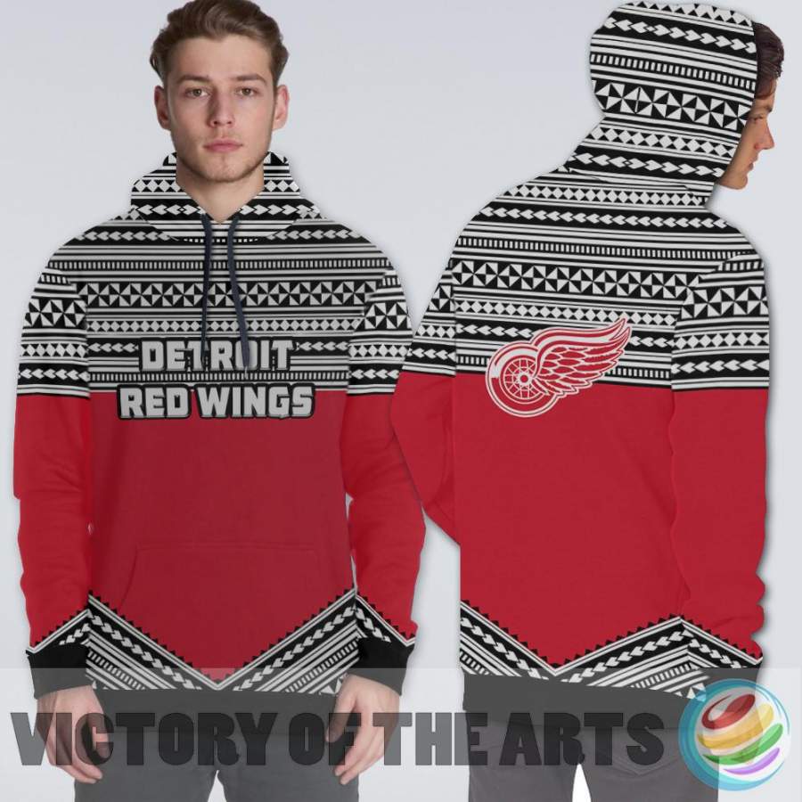 Simple Color Floral Detroit Red Wings Hoodie