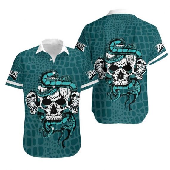 Gift For Husband Dad Philadelphia Eagles Snake And Skull Hawaii Shirt Ha613