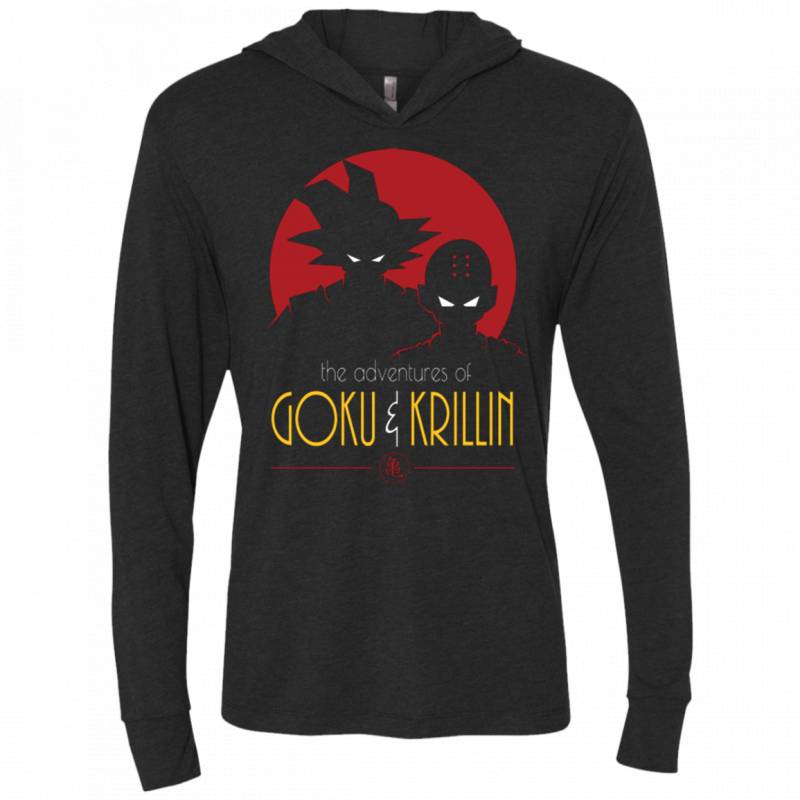 Adventures of Goku   Krillin Triblend Long Sleeve Hoodie Tee