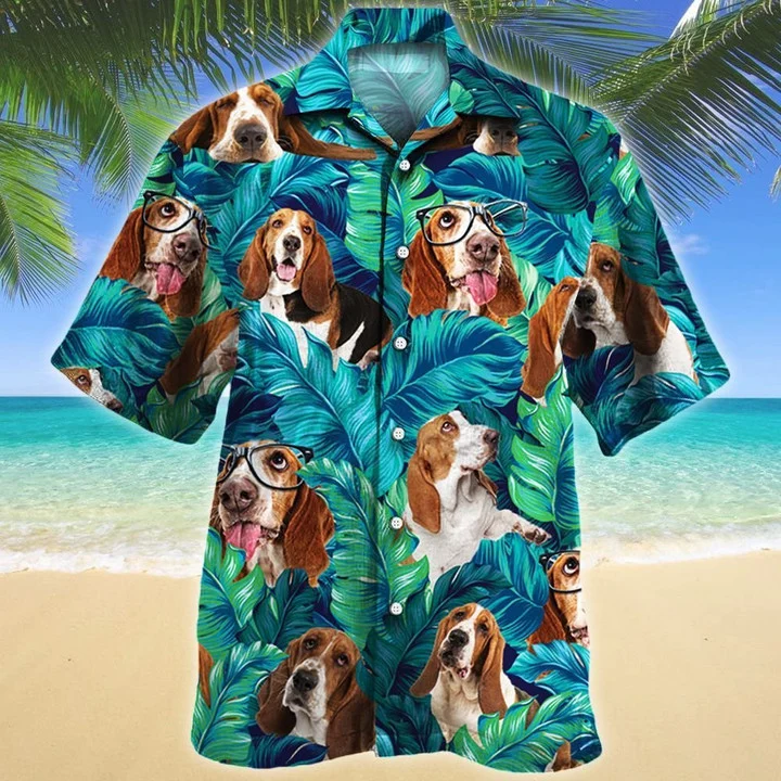 Beautiful Basset Hound Dog Tropical Forest Lovers Gift Hawaii Shirt Ha64217