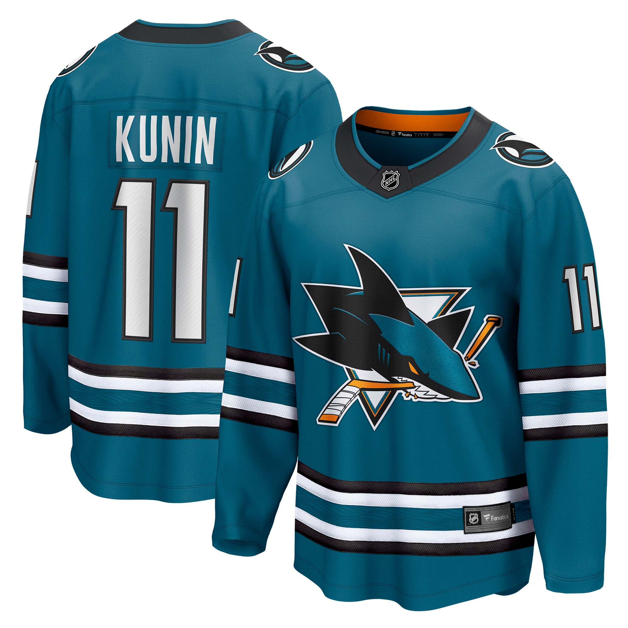 Luke Kunin San Jose Sharks Branded Home Breakaway Player Jersey – Teal