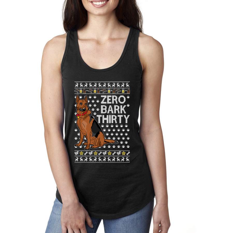 Zero Bark Thirty Funny Dog Xmas Ugly Christmas Ladies Racerback Tank Top