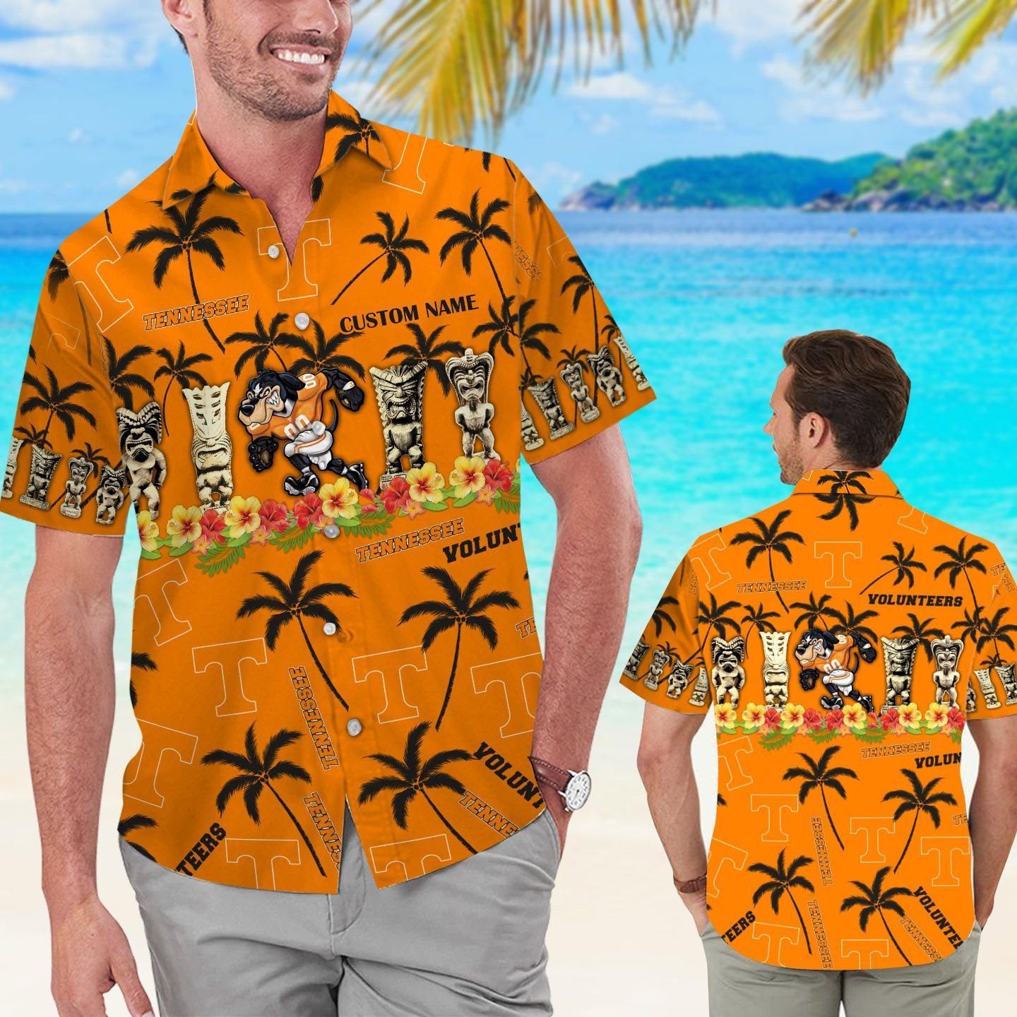 Tennessee Volunteers Name Personalized Tropical Hawaiian Shirt