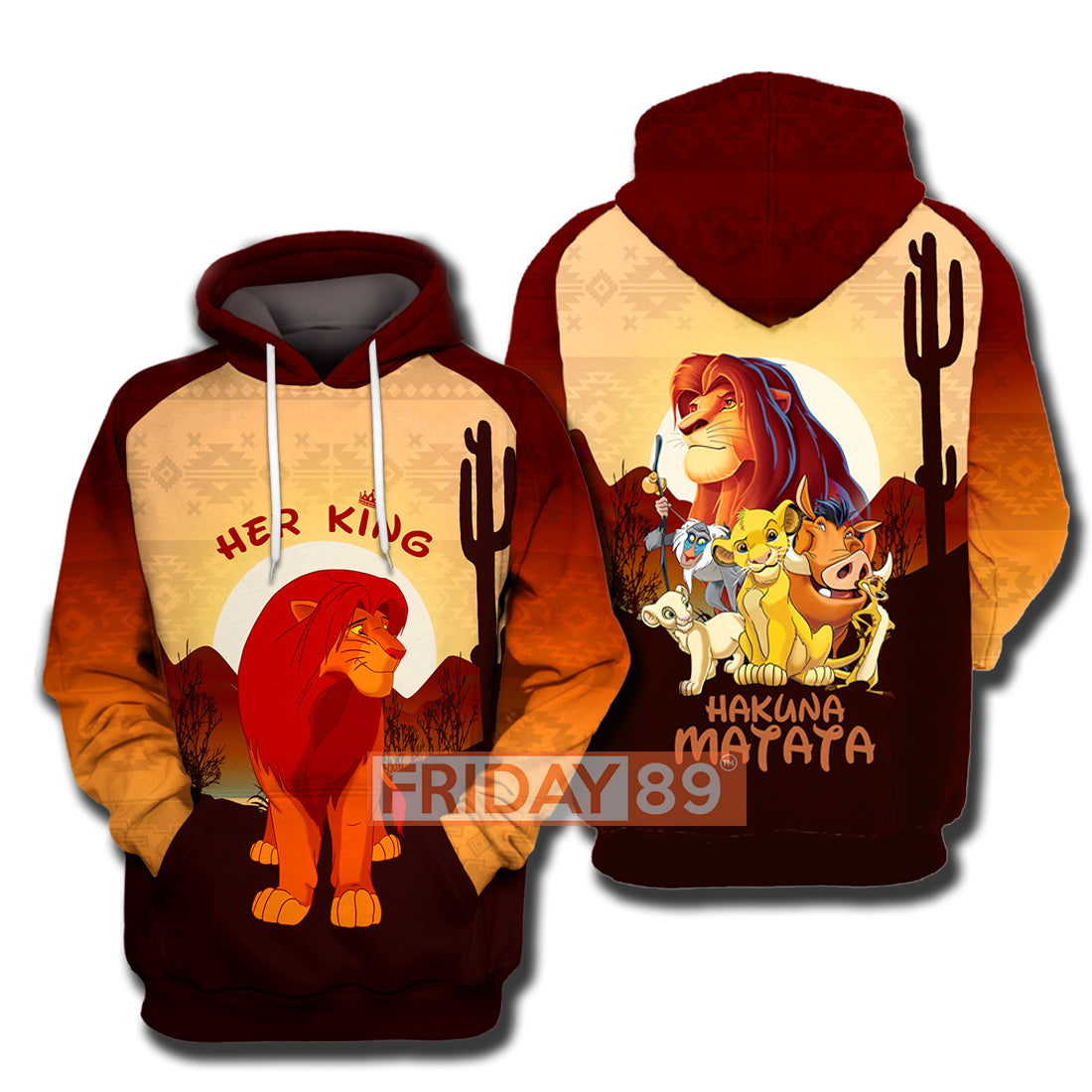 Unifinz Dn Lk T-Shirt Her King Simba Hakuna Matata Dn Lk Hoodie Dn Lk Shirt Sweater Dn Lk Couple Hoodie 2022