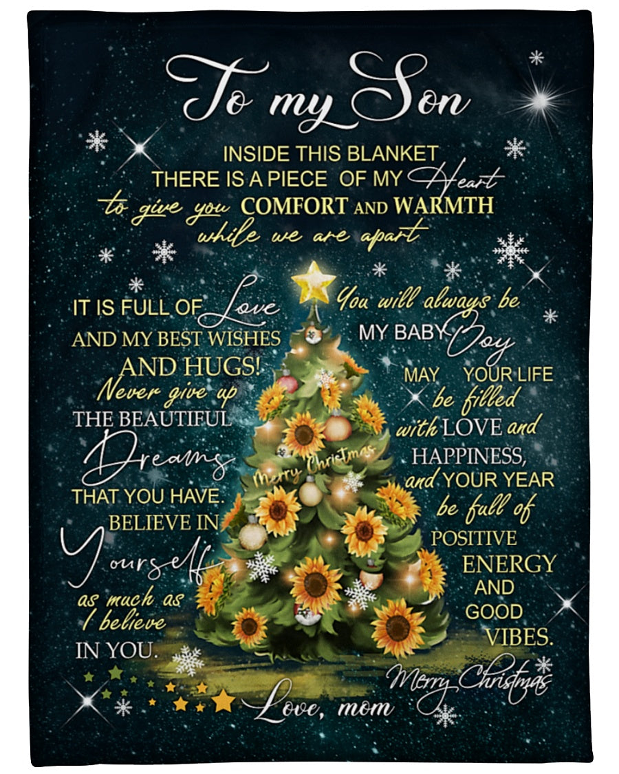 To My Son Inside This Blanket Merry Christmas Blanket Gift For Son From Mom Birthday Gift Home Decor Bedding Couch Sofa Soft And Comfy Cozy