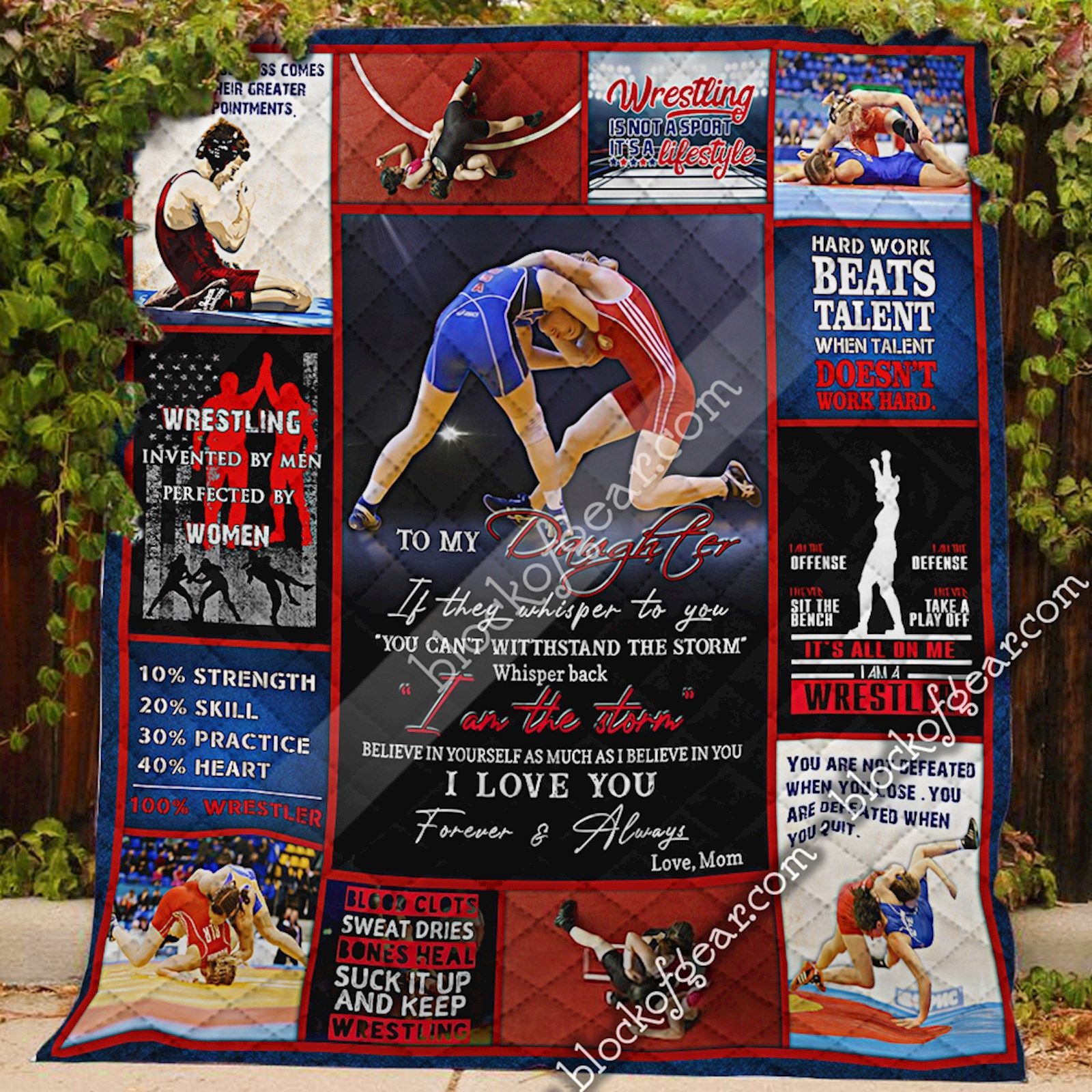 To My Daughter, Love Mom, Wrestling Quilt