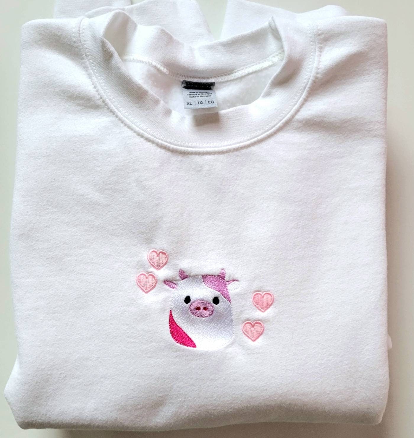 Cow Pink Embroidered Sweatshirt 2D Crewneck Sweatshirt All Over Print Sweatshirt For Women Sweatshirt For Men Sws3933