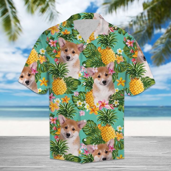 Tropical Pineapple Pembroke Welsh Corgi Hawaiian Shirt Summer Button Up For Men, Women, Couple