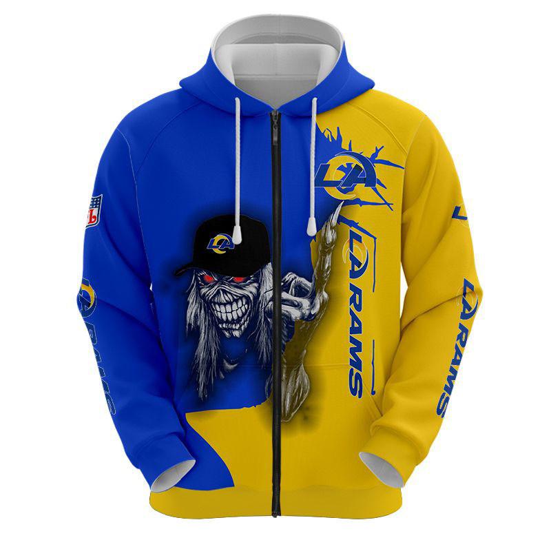 Iron Maiden Los Angeles Rams Zip Up Hoodies Pullover Hoodies