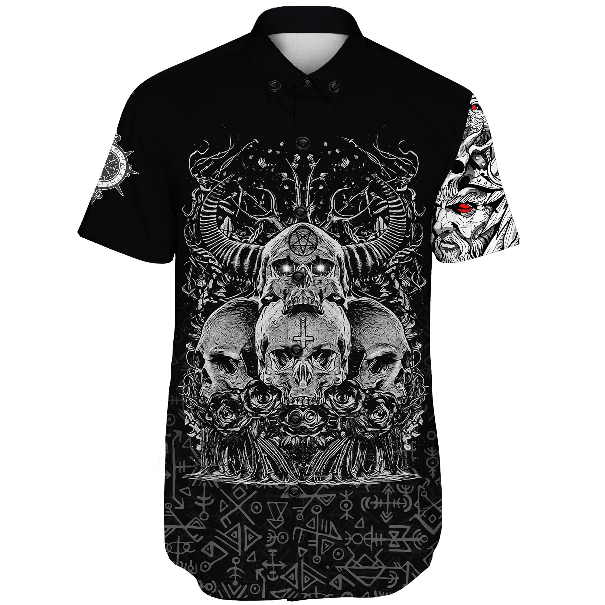 (Custom) Viking Skull Hornor Short Sleeve Shirt A27