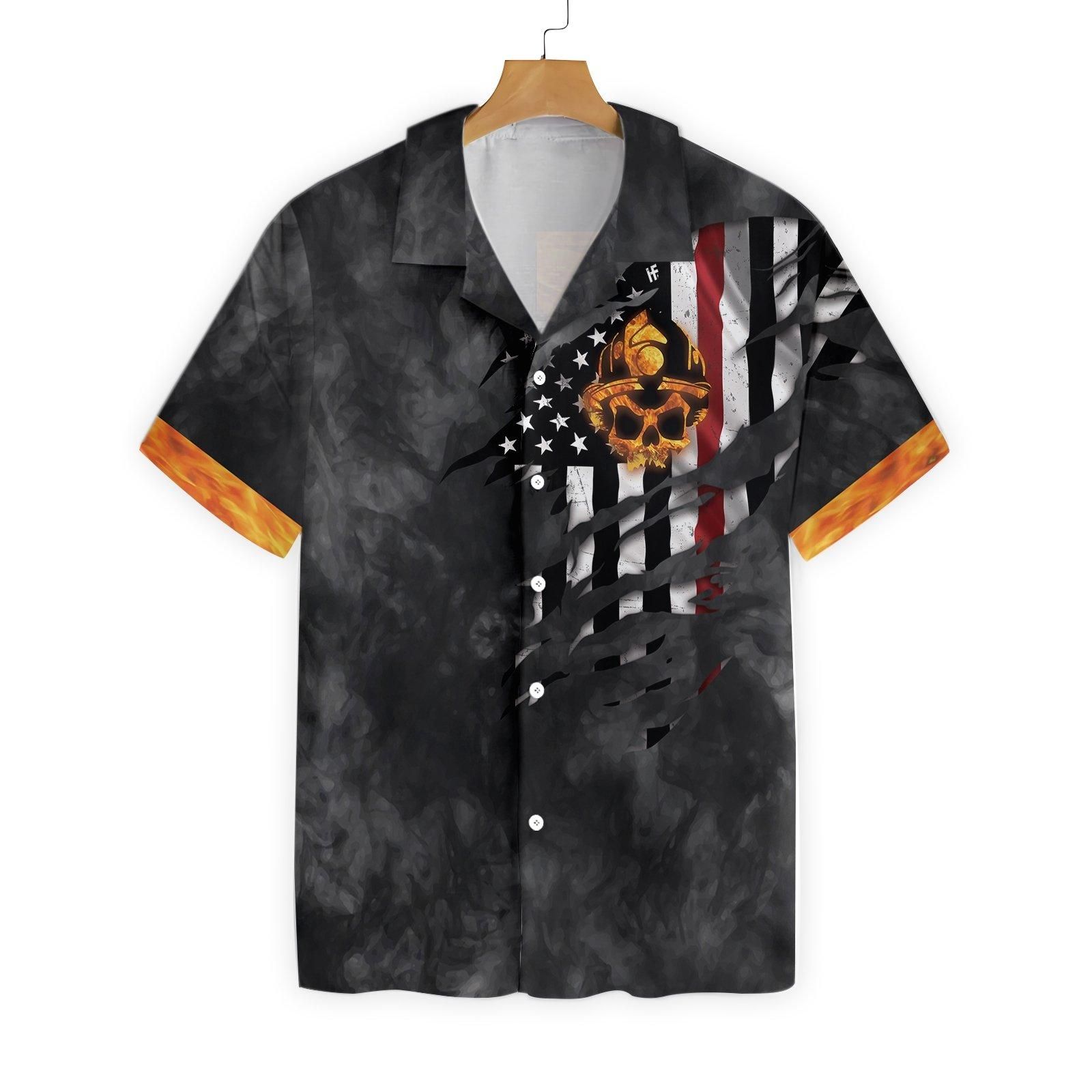 Firefighter Skull And Flag 2101 Hawaii Shirt Ha42669