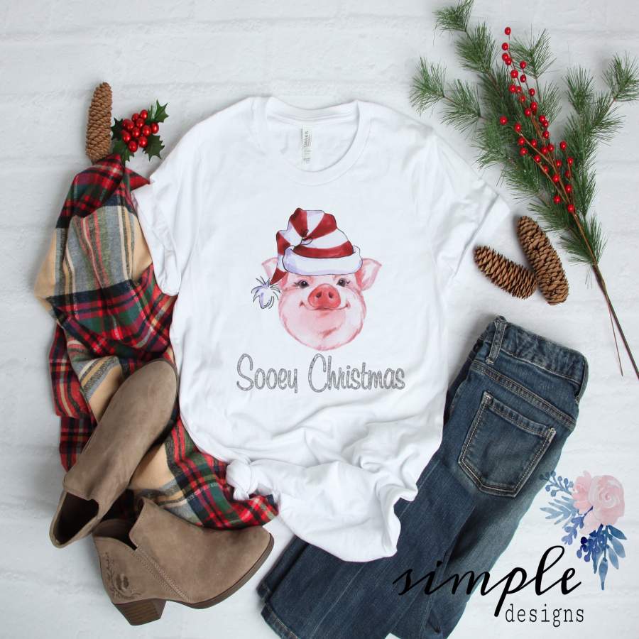 Plain Sooey Christmas Shirt, Pig Christmas, Farm Animals