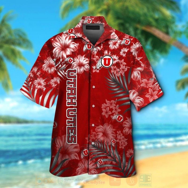 NCAA Utah Utes Red Tropical Flowers Hawaiian Shirt