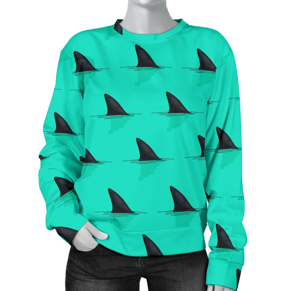 Shark Fin Pattern Women Crewneck Sweatshirt