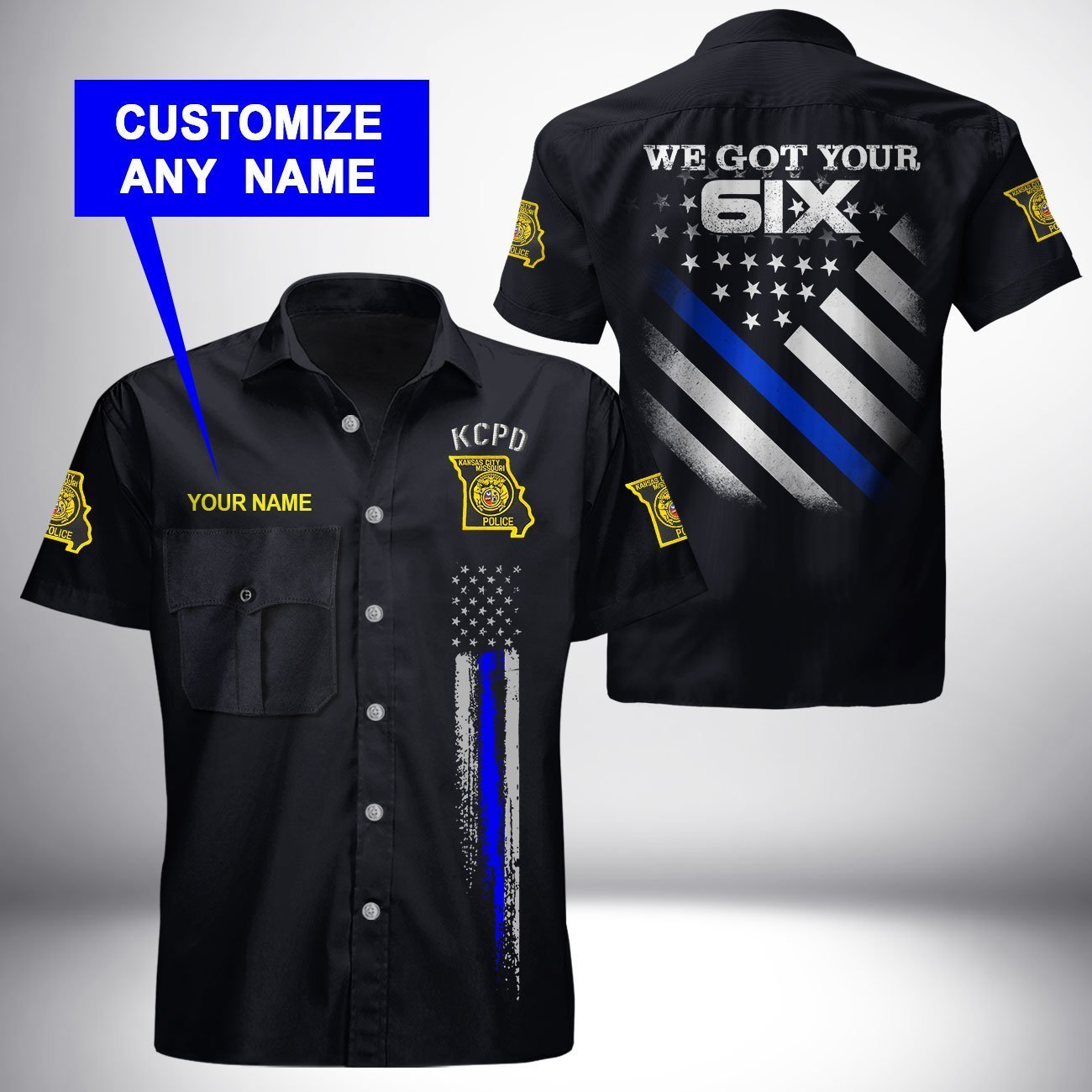 Personalized Name Kansas City Police Department Button Shirt 3D Full Printing