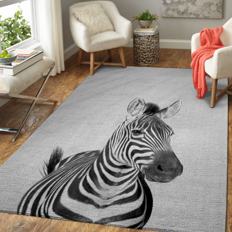 Zebra BW – Animals Black & White Area Rug Carpet