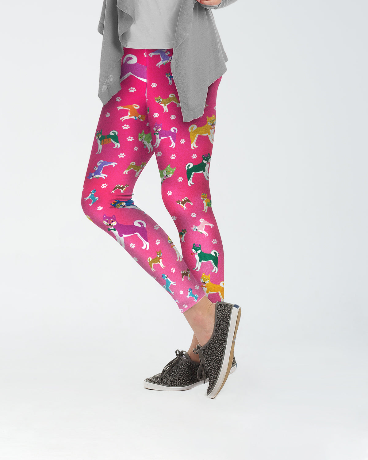 Pink Colorful Shiba Inu Leggings