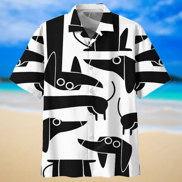 Dachshund Black And White Hawaiian Shirt Ha96796