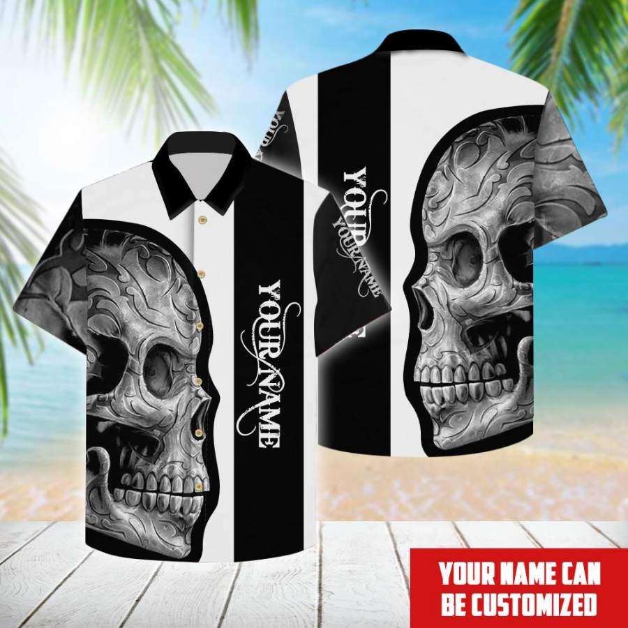 Personalized Half Skull Hawaiian Shirt For Skull Lover Hawaiian Shirt