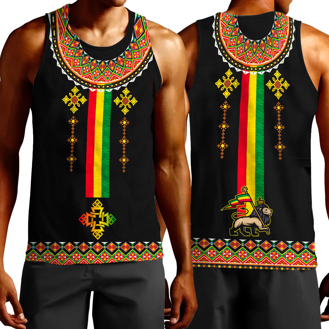 Africa Zone Clothing – Ethiopia Lion Style Pattern Tank Top A35