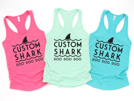 Custom Shark Doo Doo Doo Tank Top, Name Shark, Custom Name Shark, Cute Shark Shirt, Shark Birthday Party, Womens Shark Tank Top, Womens Tee