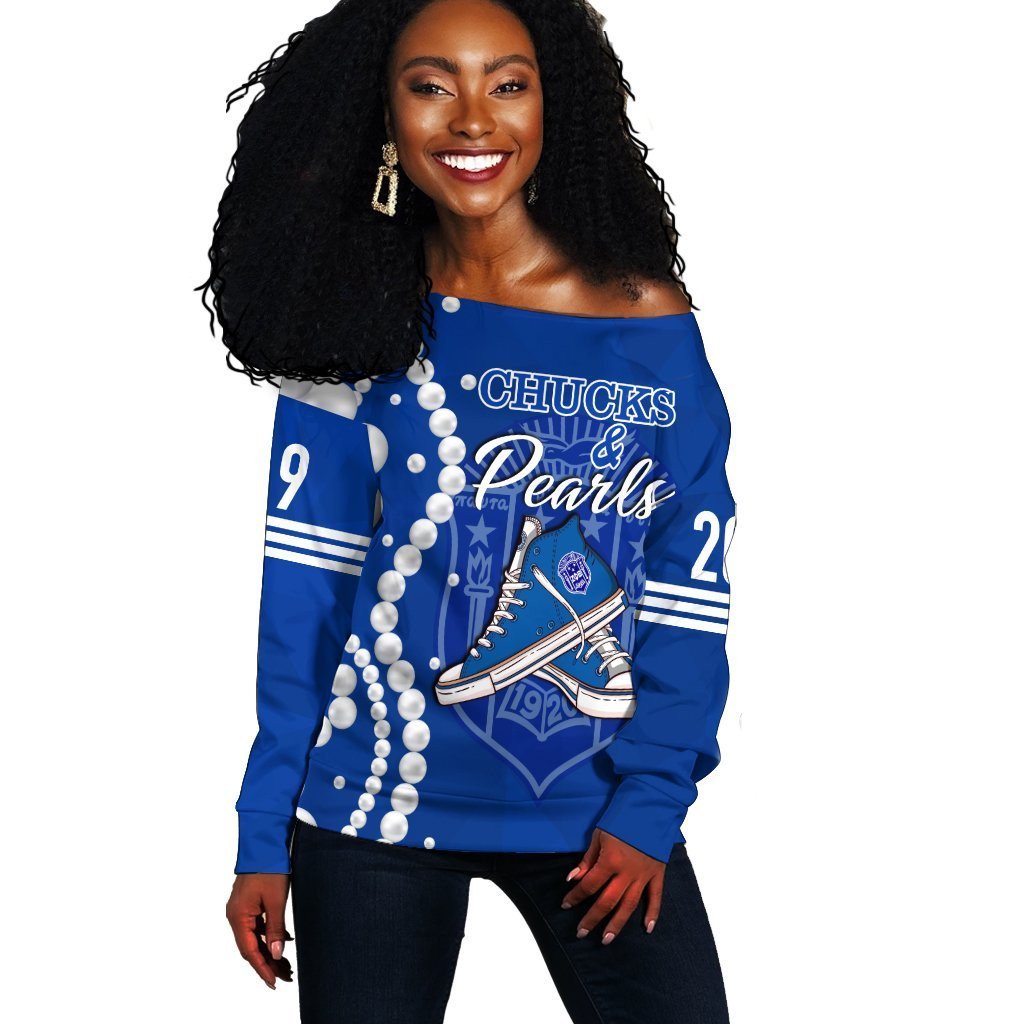 Sorority Sweatshirt – Zeta Phi Beta K.H Pearls Women Off Shoulder