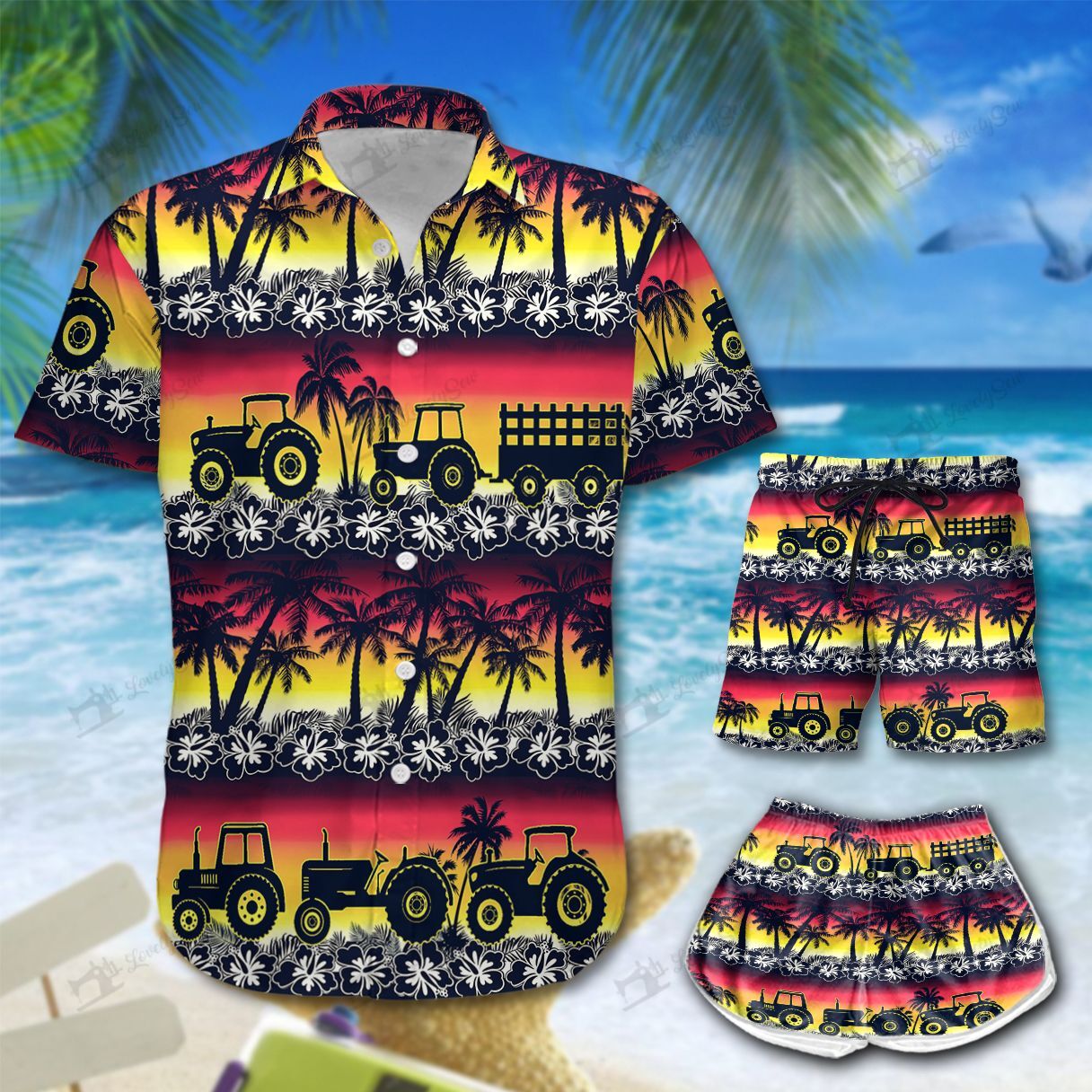 Tractor Hibicus Hawaiian Shirt Shorts Ha44821