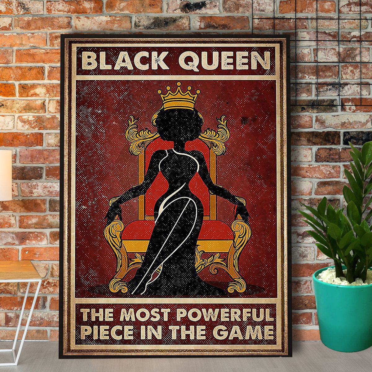 Black Queen In The Game Most Powerful Piece Crown Canvas Prints Poster Wall Art