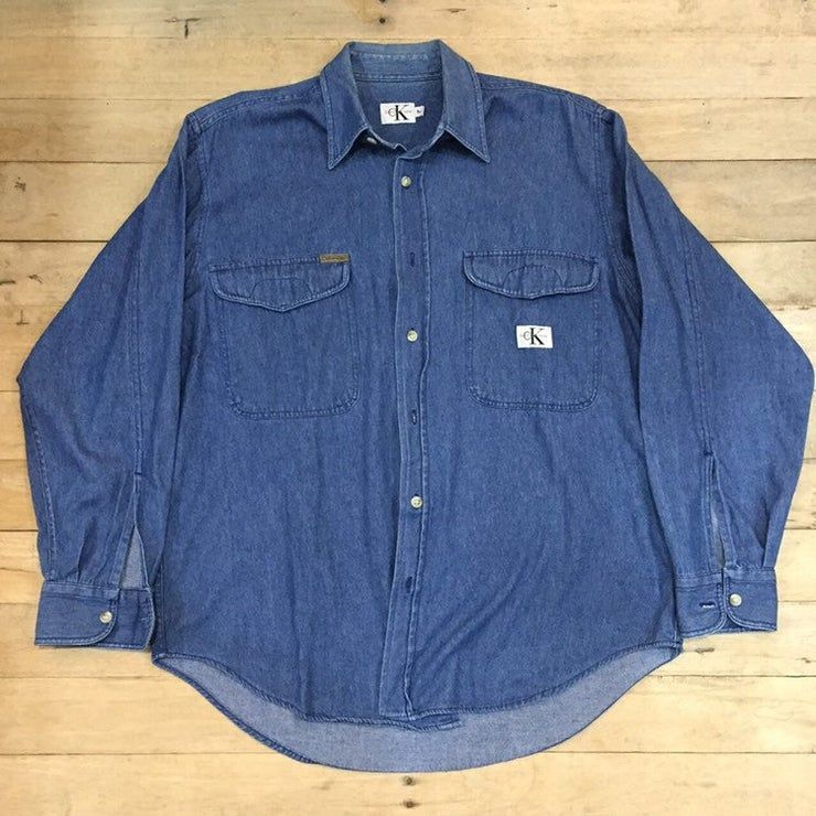 Vtg 90S Denim Button Shirt