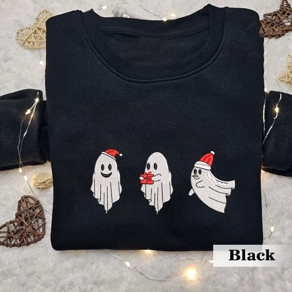 Spooky Season Christmas Embroidered Sweatshirt 2D Crewneck Sweatshirt All Over Print Sweatshirt For Women Sweatshirt For Men Sws4480