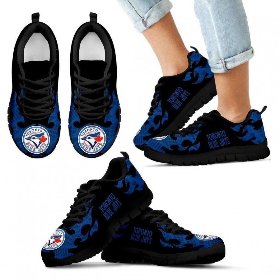 Tribal Flames Pattern Toronto Blue Jays Sneakers #567