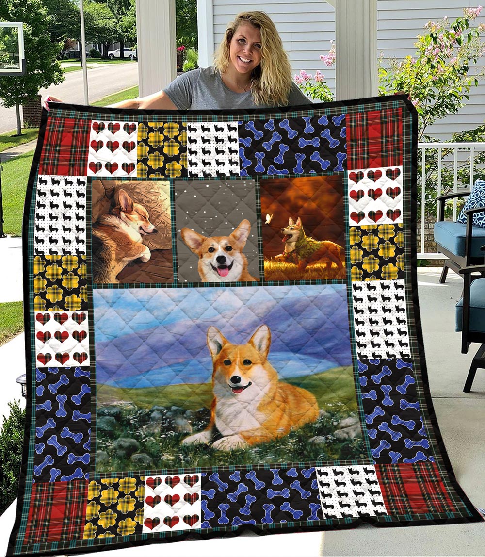 ViticStore™ Adorable Corgi –  3D Printed soft cotton king size quilt for dog lovers, gift for family, home decor, best gift ideas