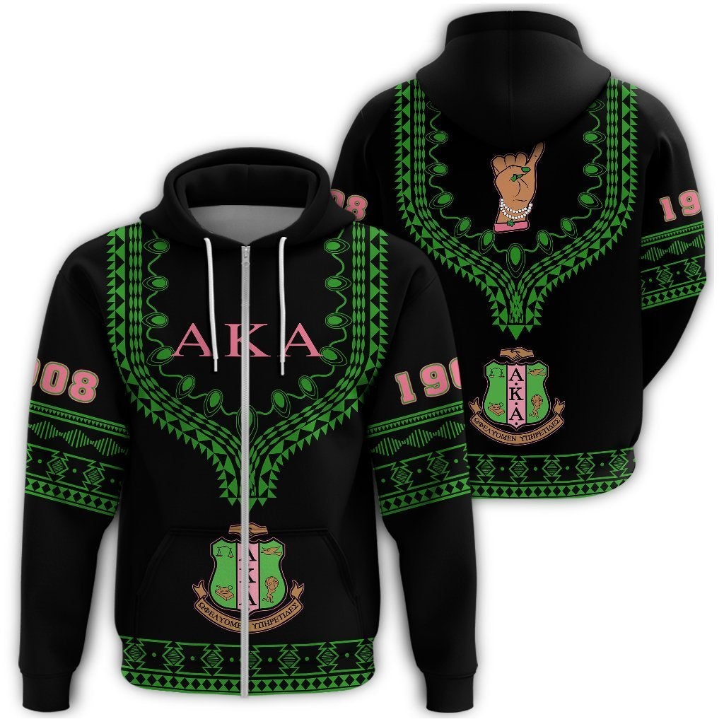 Alpha Kappa Alpha Dashiki Zipper Hoodie Alva Style