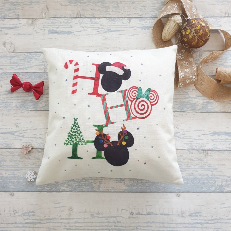 Christmas Pillow, Ho Ho Ho Santa Hat Tree Candy, Throw Pillow Farmhouse Decor