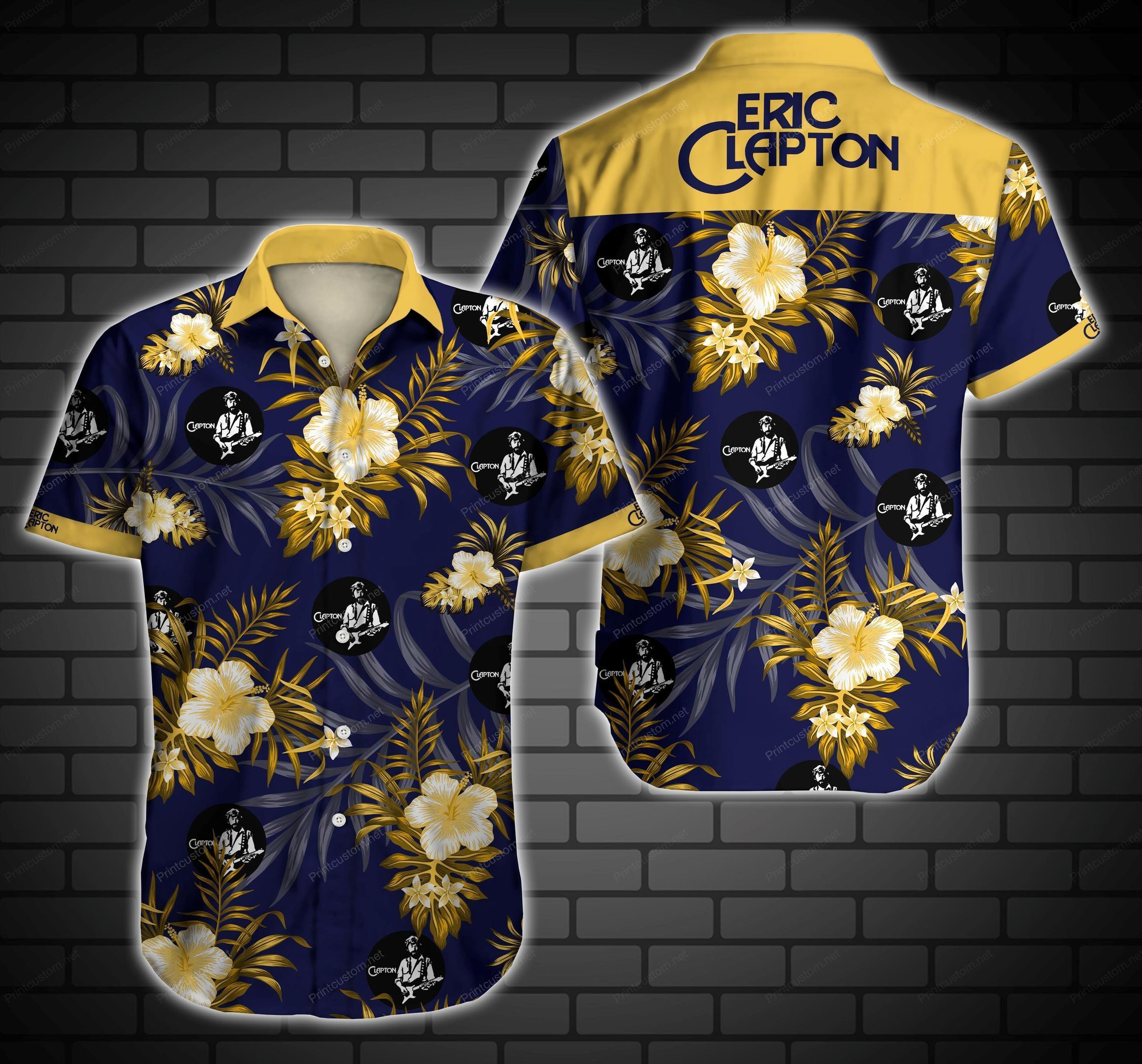 Clapton Hawaiian Shirt Summer Button Up For Men Beach Wear Short Sleeve Hawaiian Ha79599