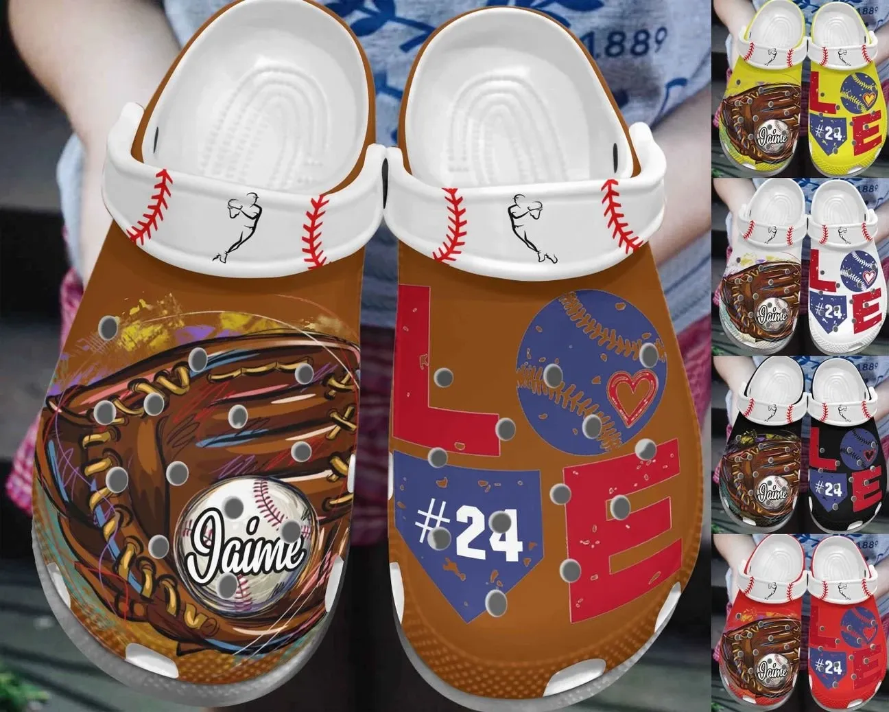 Baseball Personalize Clog Custom Crocss Fashionstyle Comfortable For Women Men Kid Print 3D Whitesole Glove & Ball