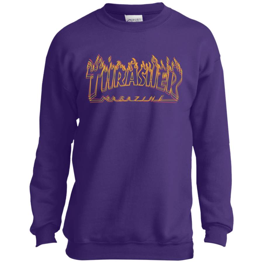 Thrasher Flame logo Youth Crewneck Sweatshirt