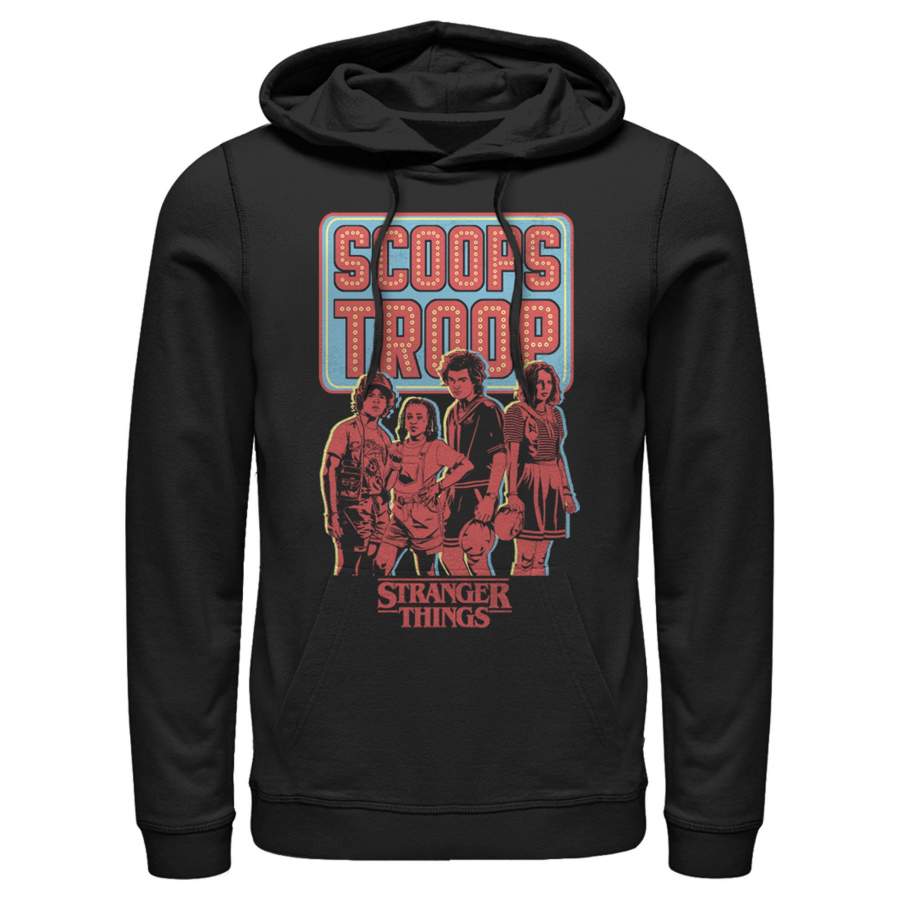 Stranger Things Men’s Scoops Troop Character Pose  Lightweight Hoodie