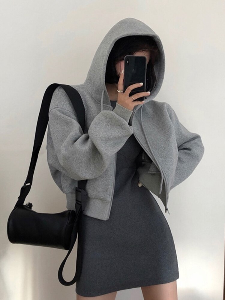 Spring and autumn small short fried street sweater women new loose Korean style ins coat autumn and winter hoodie alx