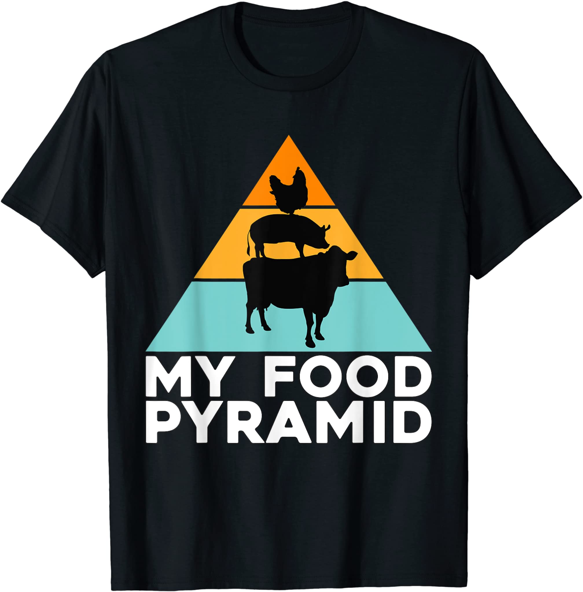 My Food Pyramid Funny Carnivore Cow Pig Chicken Retro T-Shirt