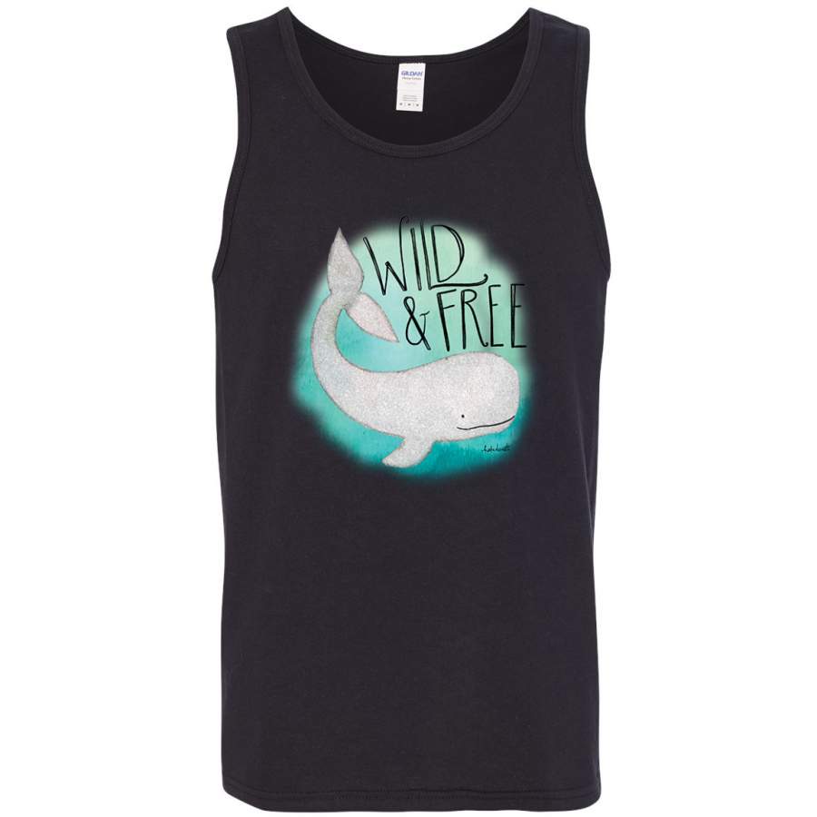 Cute Nautical Whale Wild and Free Animal Lover Mens Tank Top