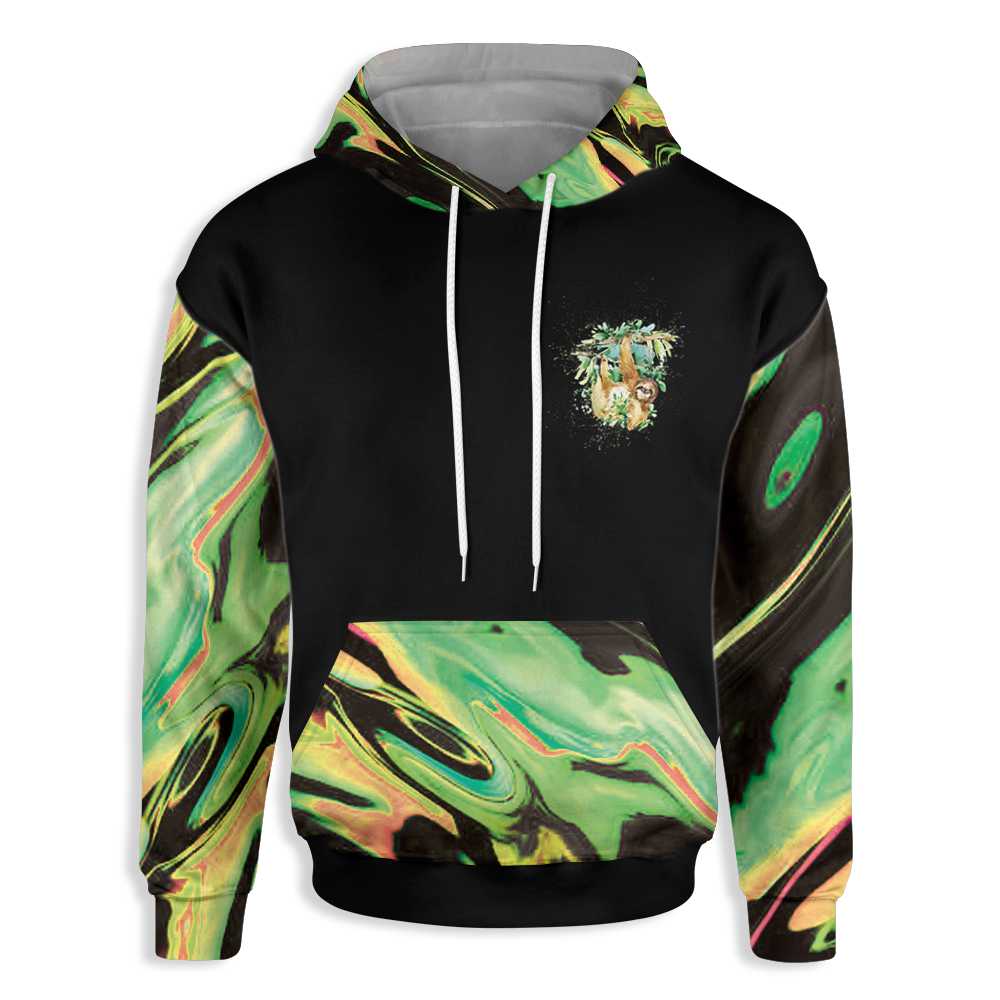 Sloth Green Watercolor All Over Print Hoodie, Wild Animal In The Jungle Hoodie Black