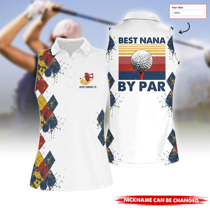 Personalized Best Nana By Par Women Short Sleeve Polo Shirt Sleeveless Polo Shirt, Custom Name Golf Polo Shirt