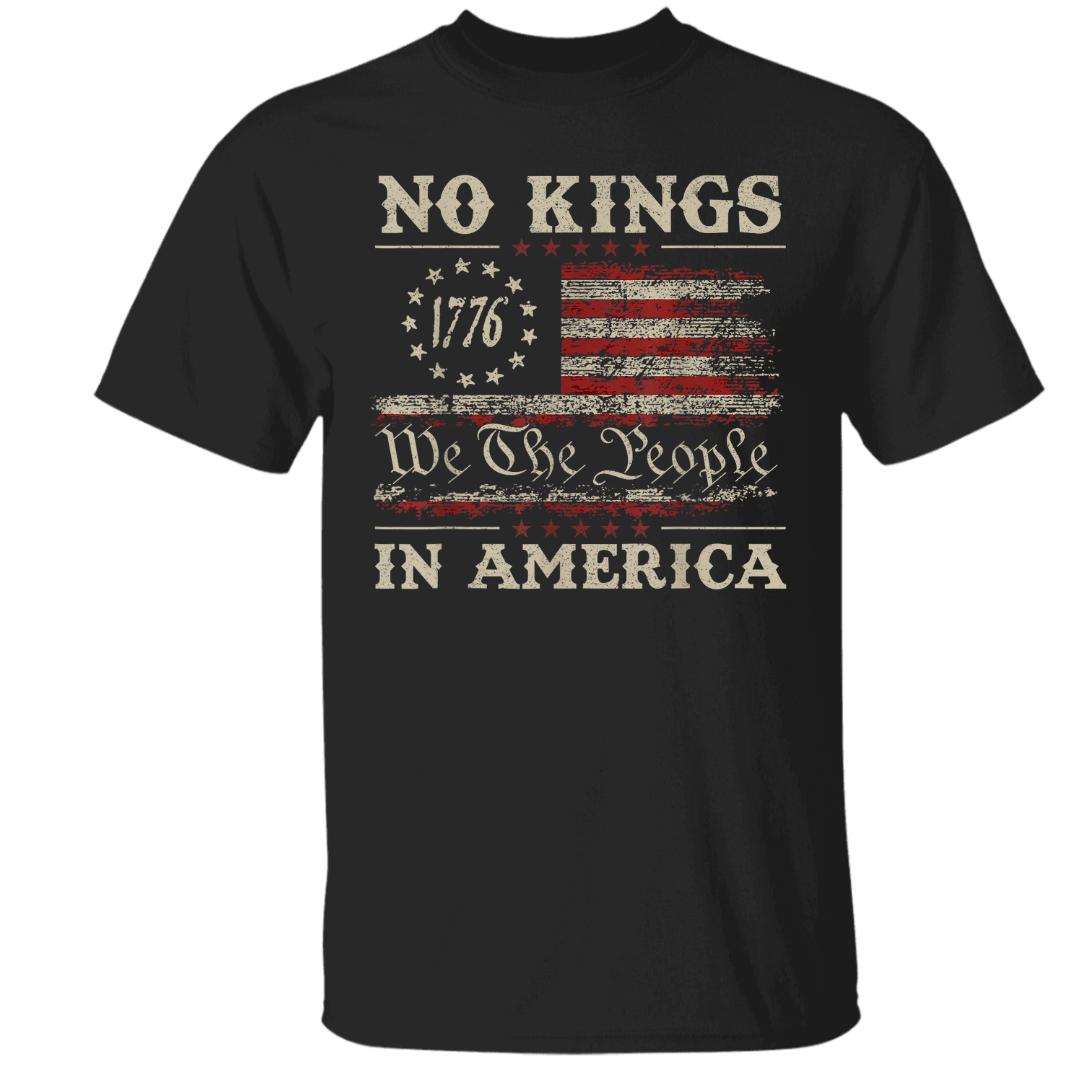 Retro June 14th No Kings In America 1776 USA Flag Men Women T-Shirt, Independence Day, Rejecting Kings Casual Cotton Top Gifts For Women and For Men