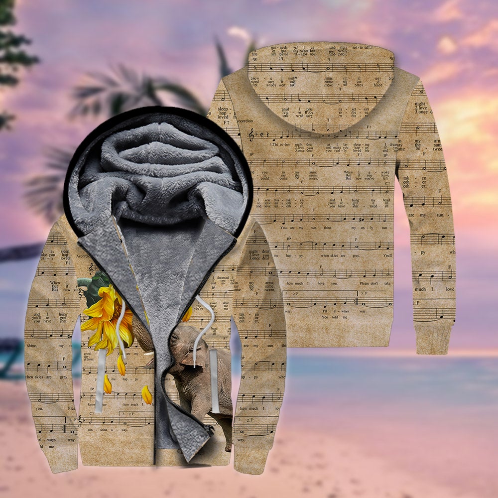 Elephants A-Are My Sunshine Cream Fleece Zip Hoodie All Over Print | Unisex | Adult | Fp1969