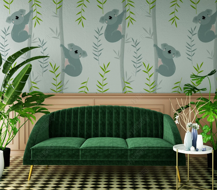 3D Hand Drawn Forest Animal Sloth Wall Mural Wallpaper Lqh 421