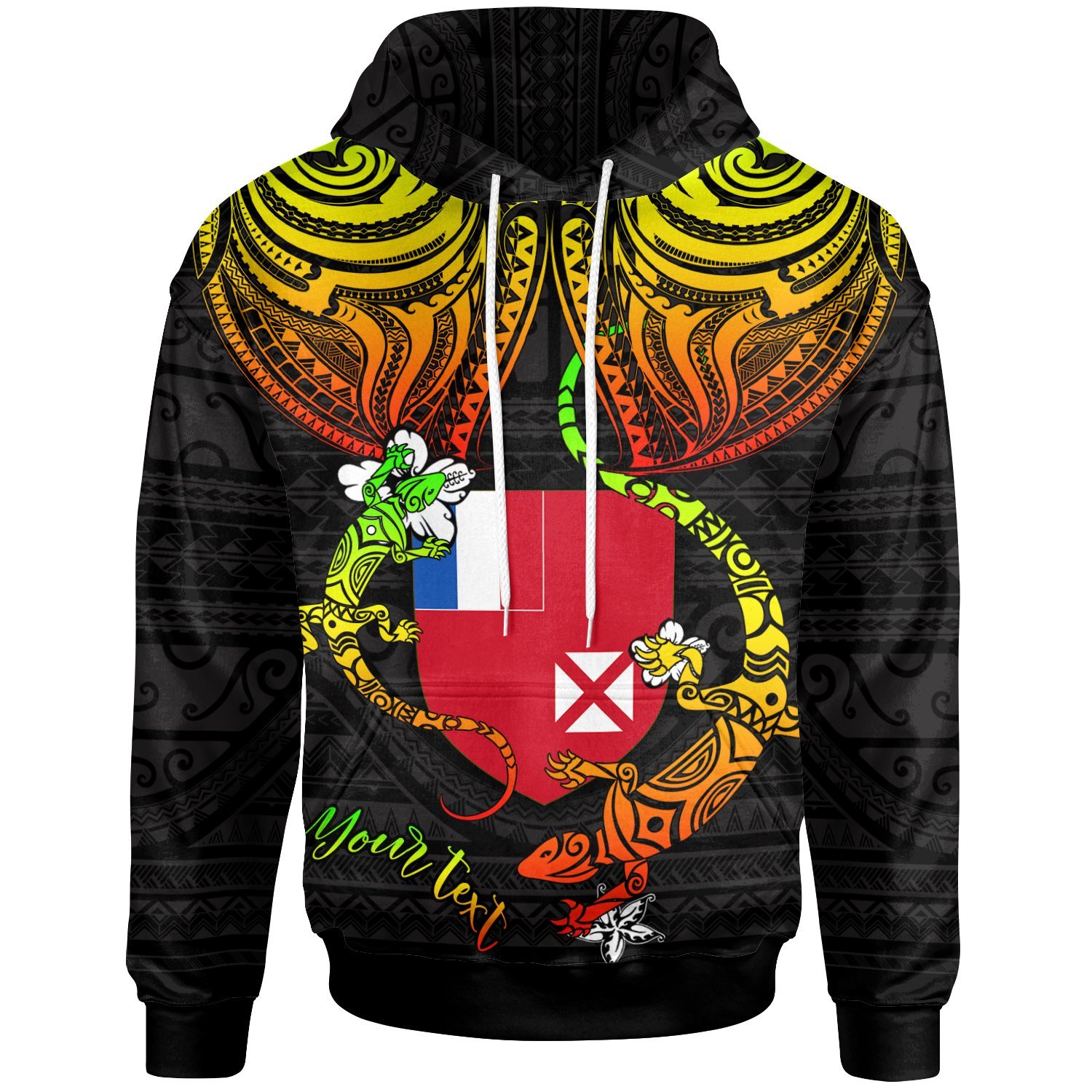 Wallis and Futuna Custom Personalised Hoodie – Polynesian Lizard Good Chest – BN29