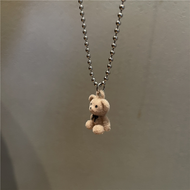 Teddy Bear Pendant Chain Necklace for Girls Women Korean Fashion Bear Long Sweater Neck Chain Necklaces Cute Collar Jewelry Gift alx